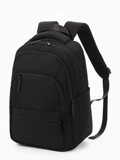 Рюкзак школьный, 2 отделения, 5 карманов, водонепроницаемое дно, 26×14×39 см, чёрный