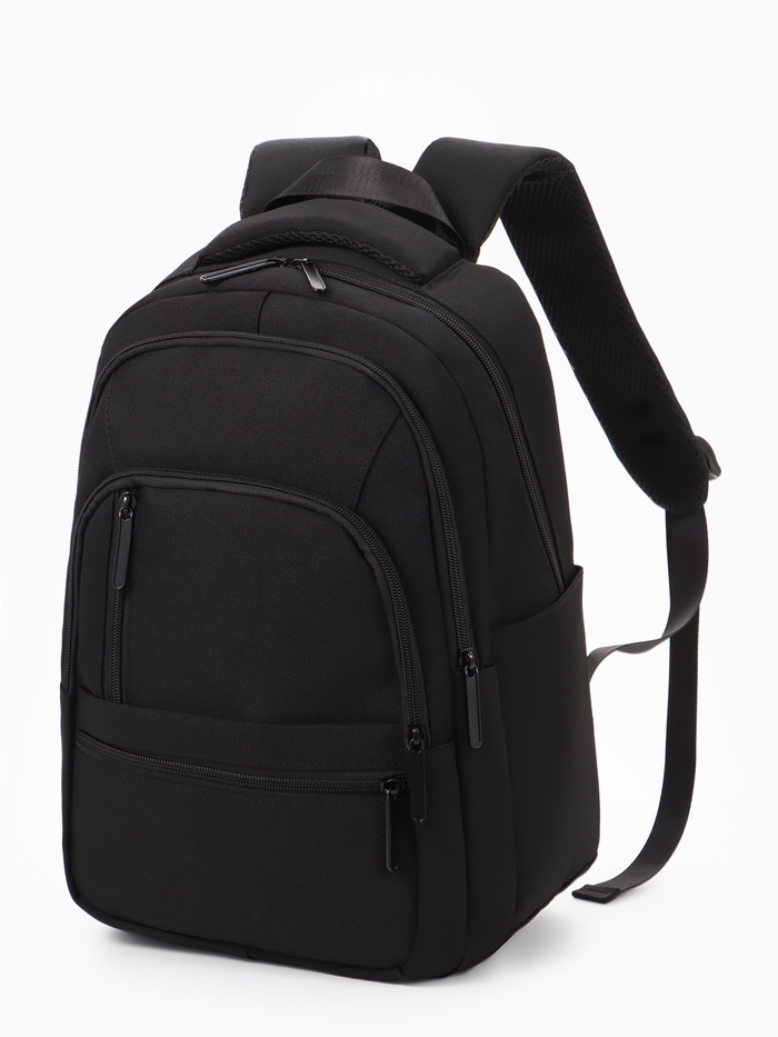 Рюкзак школьный, 2 отделения, 5 карманов, водонепроницаемое дно, 26×14×39 см, чёрный - Фото 1