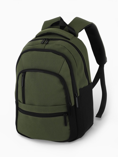 Рюкзак, 2 отделения, 5 карманов, водонепроницаемое дно, 26×14×39 см, зелёный
