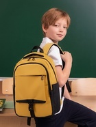 Рюкзак школьный, 2 отделения, 4 кармана, водонепроницаемое дно, 27×13×38.5 см, жёлтый - Фото 2