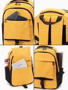 Рюкзак школьный, 2 отделения, 4 кармана, водонепроницаемое дно, 27×13×38.5 см, жёлтый - Фото 11