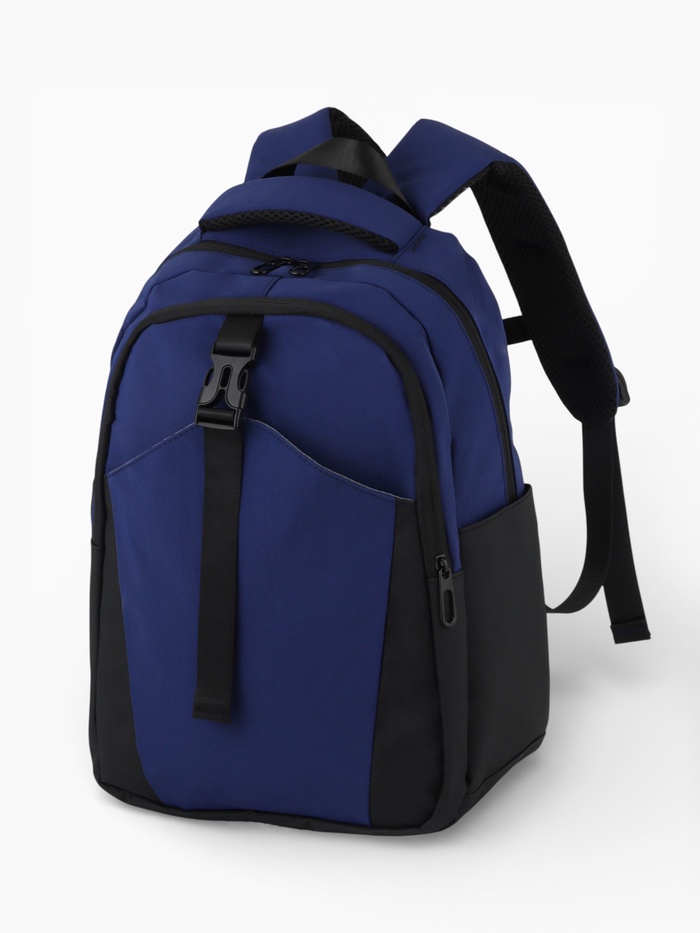 Рюкзак, 2 отделения, 3 кармана, водонепроницаемое дно, 27×13×38.5 см, синий - Фото 1