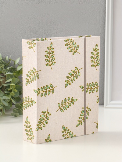 Фотоальбом на 200 фото 10×15 см на резинке «Зелёные веточки», текстиль, 23×17.5×5 см