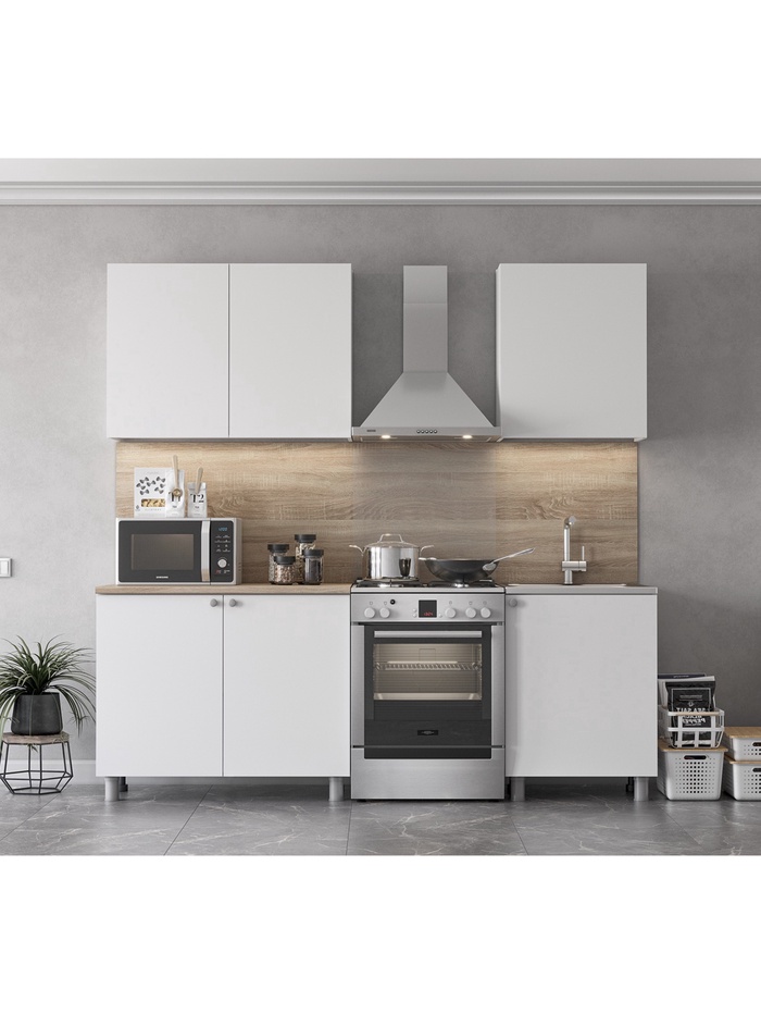 Кухонный гарнитур 1600 КГ6, Белый/Столешница Дуб сонома - Фото 1