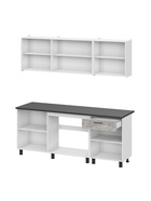 Кухонный гарнитур 2000 КГ9, Цемент темный/Цемент светлый/Белый/ Столешница Черная матовая  (артикул 10976467)  большой выбор товаров оптом и в розницу по низким ценам с доставкой