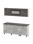 Кухонный гарнитур 2000 КГ9, Цемент темный/Цемент светлый/Белый/ Столешница Черная матовая  (артикул 10976467)  большой выбор товаров оптом и в розницу по низким ценам с доставкой