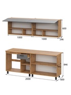 Кухонный гарнитур прямой «Монако», 2000 мм, цвет графит МДФ/дуб золотой ЛДСП/столешница дуб вотан - Фото 3