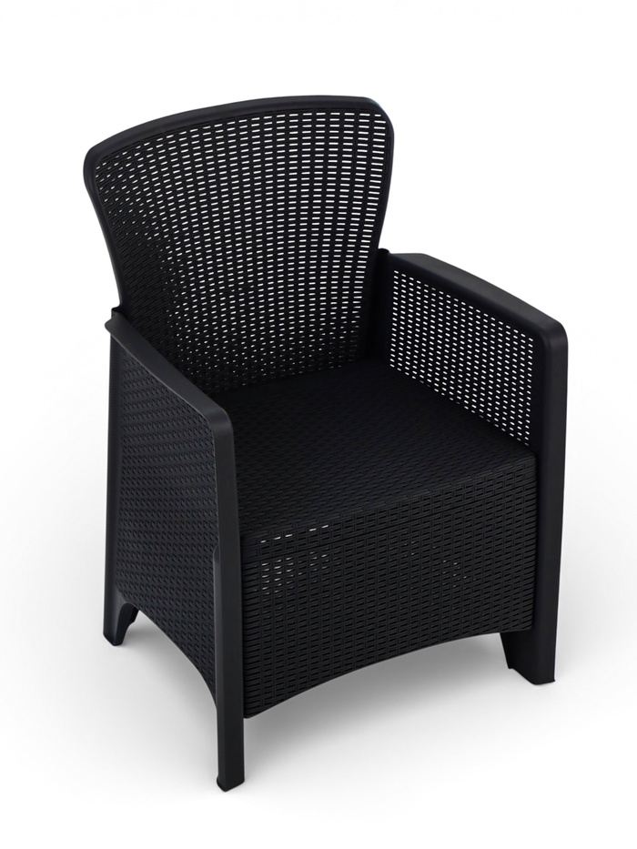 Кресло садовое «Ротанг лайт», 62×58.5×85 см, пластиковое, цвет графитовый - Фото 1