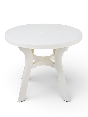 Садовый стол «Атлант», 80×80×76.5 см, круглый, пластиковый, белый