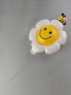 Воздушный шар полимерный 16" «Ромашка белая с пчёлкой», с палочкой, набор 5 шт.  (артикул 10937018)  большой выбор товаров оптом и в розницу по низким ценам с доставкой