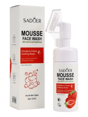 Пенка для умывания с щеточкой с экстрактом клубники, 120 мл