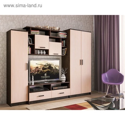 УЦЕНКА Гостиная Марта-12, 1920х2400х440, Венге/Дуб молочный