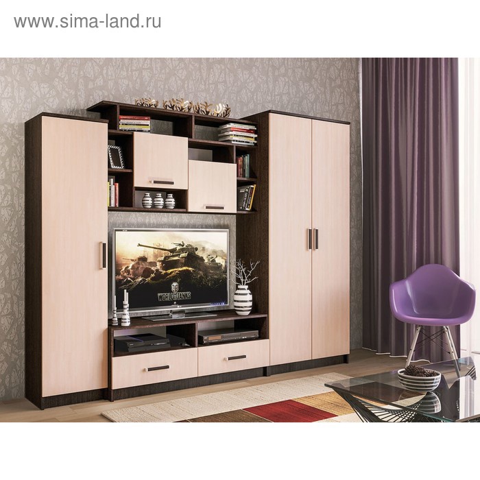 УЦЕНКА Гостиная Марта-12, 1920х2400х440, Венге/Дуб молочный - Фото 1