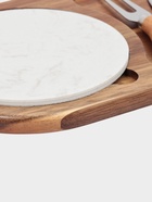 УЦЕНКА Набор для подачи сыра "Мрамор" 2 ножа, акация, овальная - Фото 3