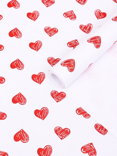 Бумага упаковочная «Сердечки», крафт белый, 0.68×10±5% м, 50 г