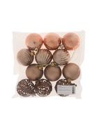 УЦЕНКА Набор шаров пластик d-6 см, 12 шт "Николь узоры" коричневый - Фото 2