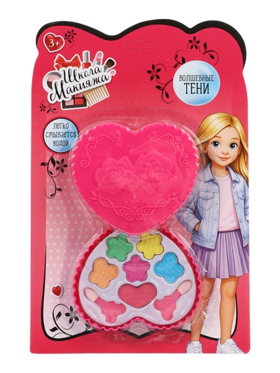 Набор косметики для девочки «Сердечко» тени 6 цветов + 2 аппликатора