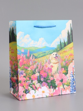 Пакет подарочный ламинированный «Поле цветов», 18×22.3×10 см