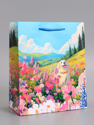 Пакет подарочный ламинированный «Поле цветов», 18×22.3×10 см