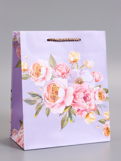 Пакет подарочный ламинированный «Цветочная симфония», 18×22.3×10 см