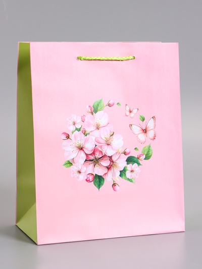 Пакет подарочный ламинированный «Цветочная бабочка», 18×22.3×10 см