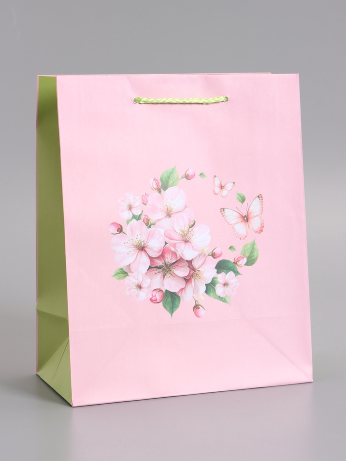 Пакет подарочный ламинированный «Цветочная бабочка», 18×22.3×10 см - Фото 1