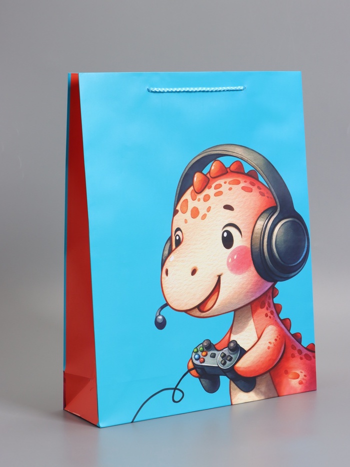 Пакет подарочный ламинированный «Маленький динозаврик», 33×42.5×10 см - Фото 1