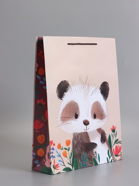 Пакет подарочный ламинированный «Весёлый енотик», 33×42.5×10 см