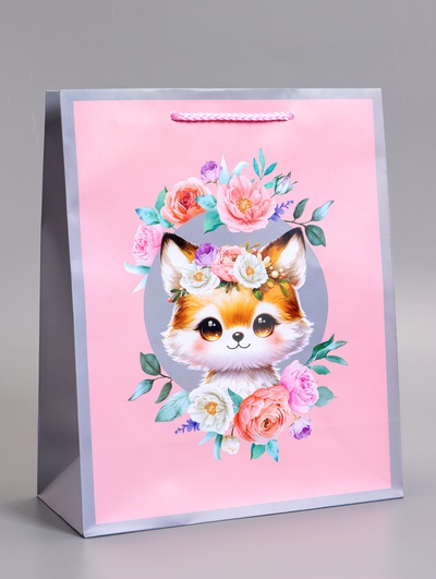 Пакет подарочный ламинированный «Милый котик», 26×12×32 см