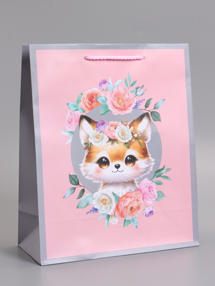 Пакет подарочный ламинированный «Милый котик», 26×12×32 см - Фото 1