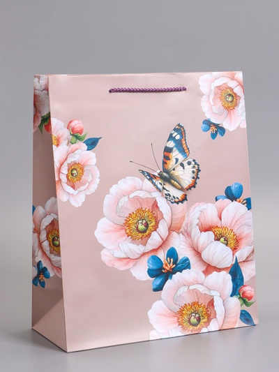 Пакет подарочный ламинированный «Бабочка», 26×12×32 см