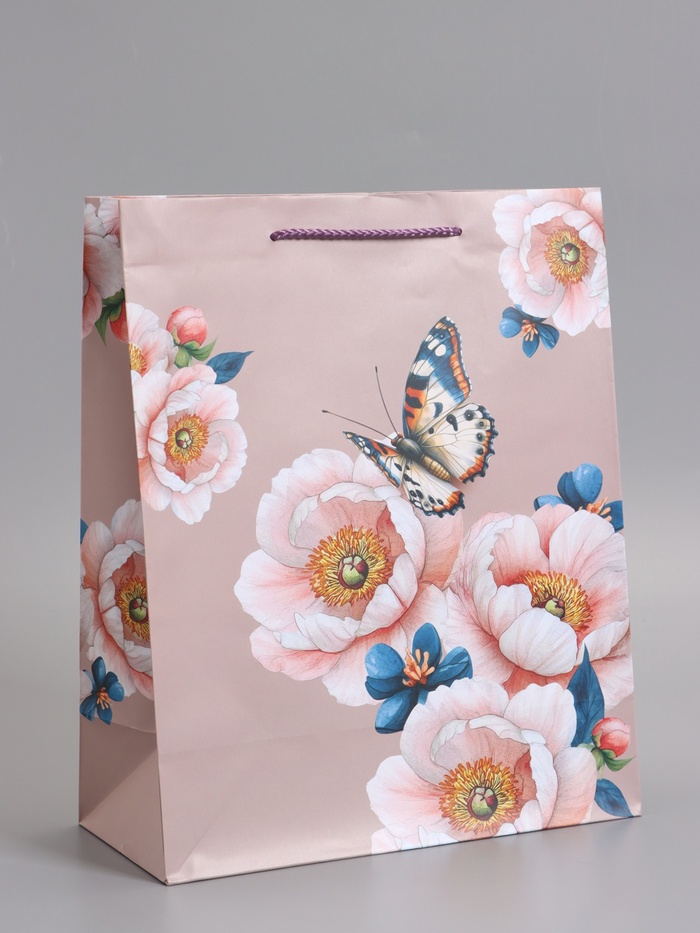 Пакет подарочный ламинированный «Бабочка», 26×12×32 см - Фото 1