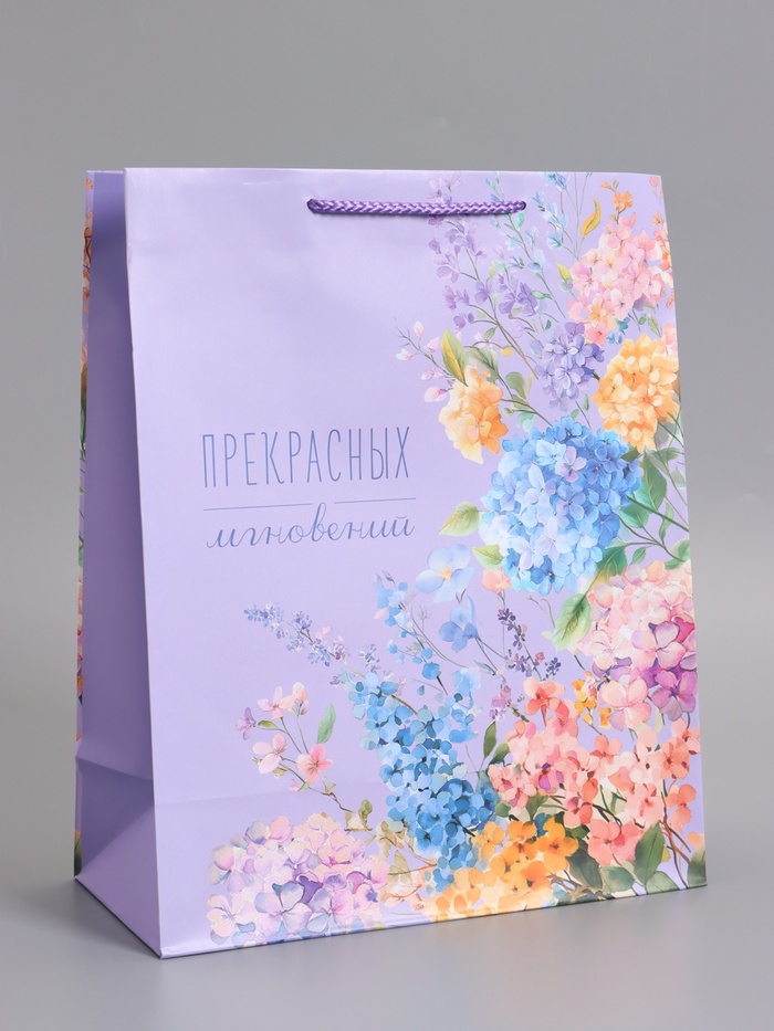 Пакет подарочный ламинированный «Прекрасных мгновений», 26×12×32 см - Фото 1