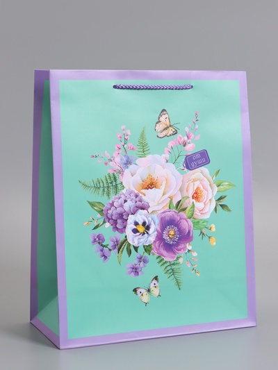 Пакет подарочный ламинированный «От души», 26×12×32 см