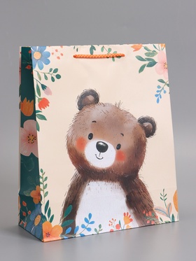 Пакет подарочный ламинированный «Мишка», 26×12×32 см