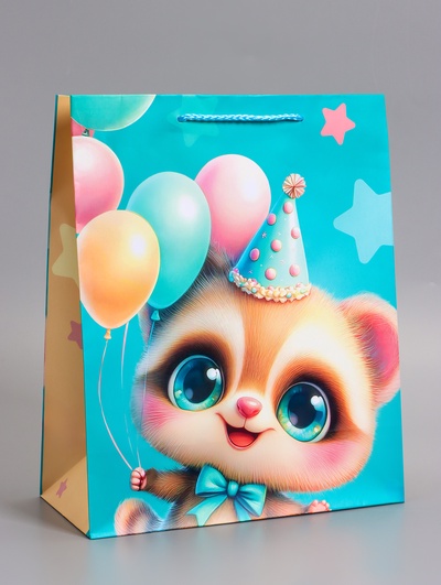 Пакет подарочный ламинированный «День Рождения», 26×12×32 см