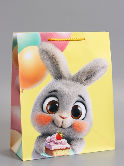 Пакет подарочный ламинированный «С Днем Рождения!», 26×12×32 см