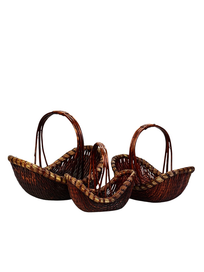 УЦЕНКА Корзина плетёная для хранения, 42×29×36 см, 36×24×32 см, 27×19×26 см, лоза, набор 3 шт. - Фото 1