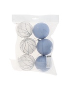УЦЕНКА Набор ёлочных шаров d=8 см, 6 шт. «Блеск полос», синий, серебристый - Фото 4