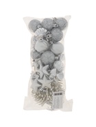 УЦЕНКА Набор украшений пластик 33 шт "Праздничный хоровод" 4 см, серебро - Фото 2