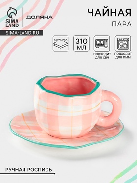 {{photo.Alt || photo.Description || 'УЦЕНКА Чайная пара «Розовая клетка», 310 мл, ручная роспись, блюдце 16×1.5 см, кружка 12.5×9.5×7.5 см'}}