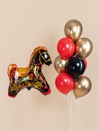 Воздушный шар фольгированный 32" «Лошадка», золотая роспись  (артикул 10986585)  большой выбор товаров оптом и в розницу по низким ценам с доставкой