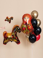 Воздушный шар фольгированный 11" «Лошадка», золотая роспись, набор 5 шт.  (артикул 10986587)  большой выбор товаров оптом и в розницу по низким ценам с доставкой