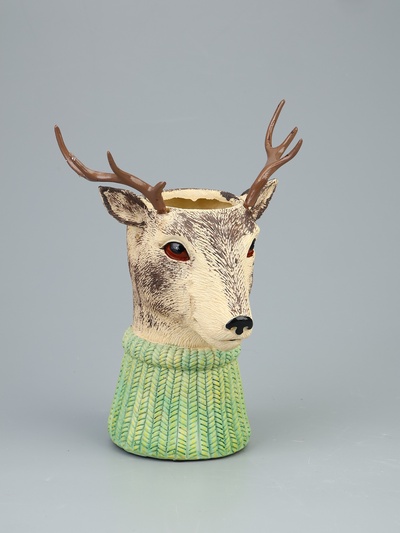 УЦЕНКА Ваза полистоун настольная «Олень в очках» 22×15×26 см