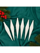 УЦЕНКА Украшение ёлочное "Сосулька острая в полоску" (набор 6 шт) 3х18 см, белый - Фото 2