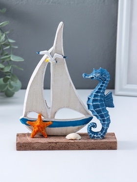 Сувенирная модель корабля «Морской конёк и парусник», 4×14×17.5 см  (артикул 10957133)  большой выбор товаров оптом и в розницу по низким ценам с доставкой