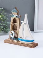 Сувенирная модель корабля «Парусник и маяк», 6×19×20.5 см  (артикул 10957136)  большой выбор товаров оптом и в розницу по низким ценам с доставкой