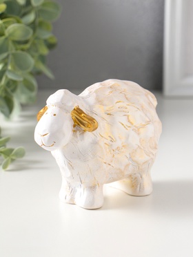 Фигурка полистоун «Барашек», белый с золотом, 5.5×12×8 см  (артикул 10954761)  большой выбор товаров оптом и в розницу по низким ценам с доставкой