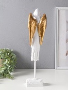 Фигура полистоун «Ангел с золотыми крыльями играет на дудочке», 8.5×10.5×44 см  (артикул 10954763)  большой выбор товаров оптом и в розницу по низким ценам с доставкой