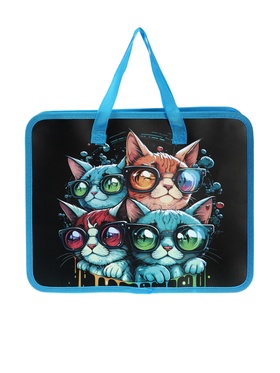 Папка с ручками «Котики», А4, пластиковая, 70 мм, 322×256 мм